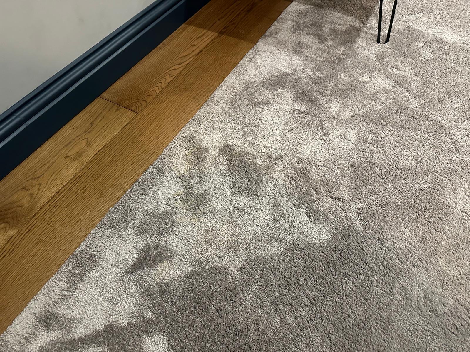 Detailed view of the carpet and wood flooring finish in the Haslemere home cinema