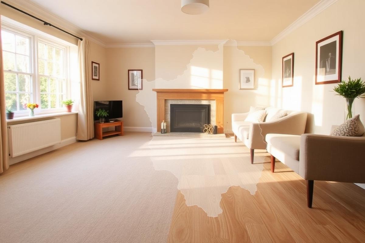 A beautifully fitted floor with a subtle Surrey, Sussex and Hampshire map overlay