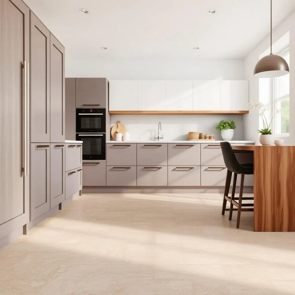 Stone-effect LVT in modern kitchen